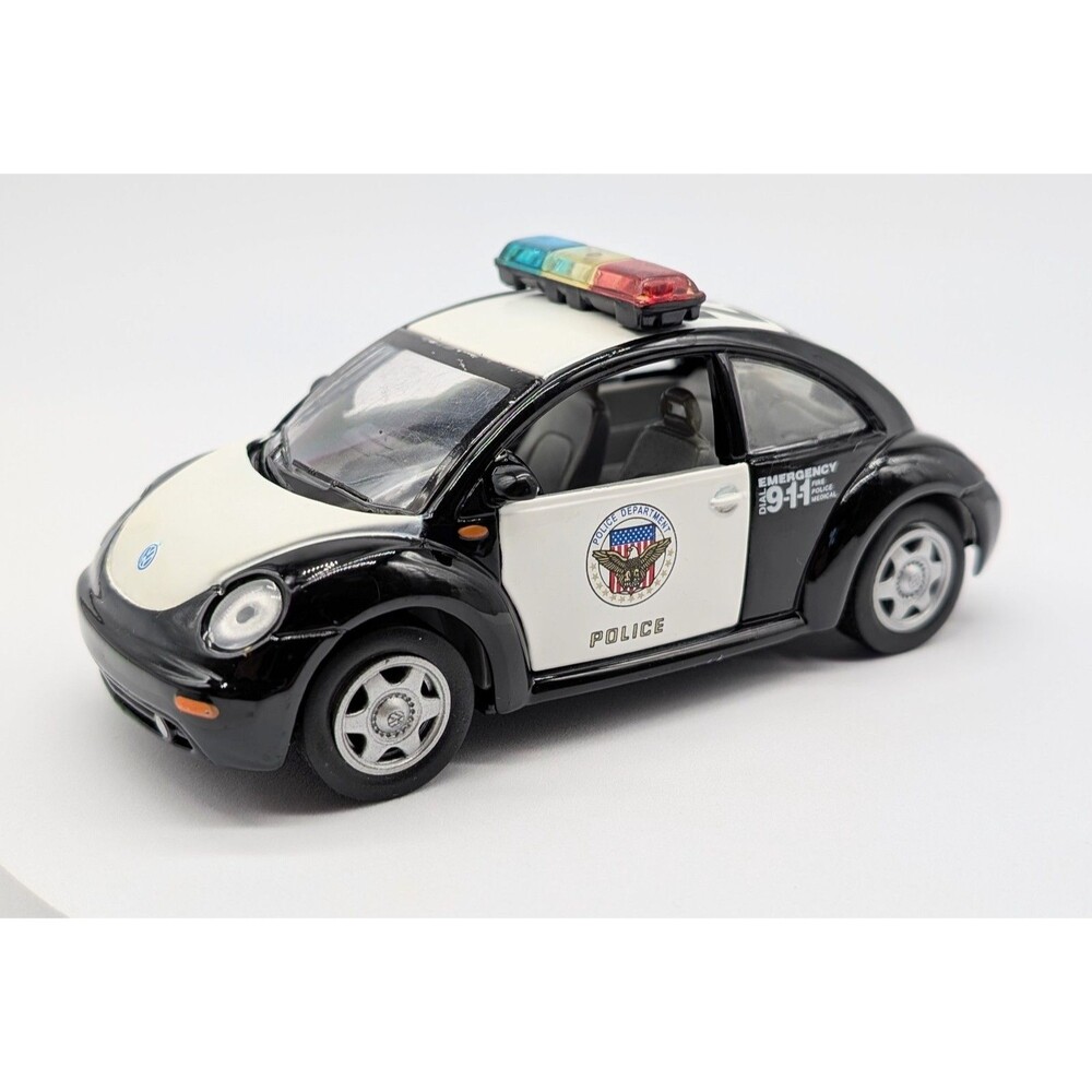 Sunnyside Volkswagen New Beetle Police Car Friction Pull Back Diecast 5" 1:32